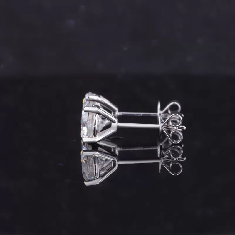 6.5mm Round Brilliant Cut Moissanite 4 Prongs 14K Gold Diamond Stud Earrings