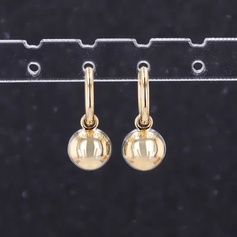 6.5mm Round Brilliant Cut Moissanite 18K Gold Diamond Earrings