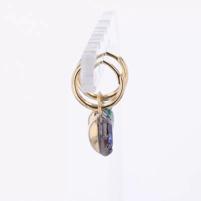 6×6mm Heart Cut Sapphire Emerald Ruby Moissanite 18K Gold Diamond Earrings