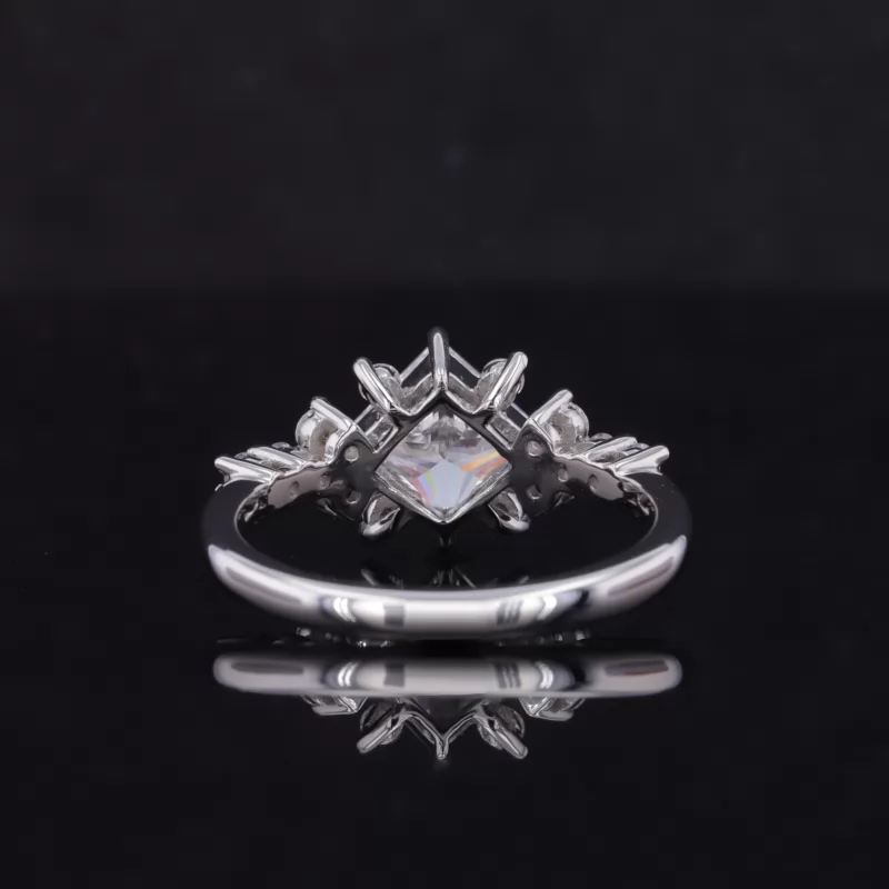 5×5mm Princess Cut With Side Moissanite White Gold Engagement Ring