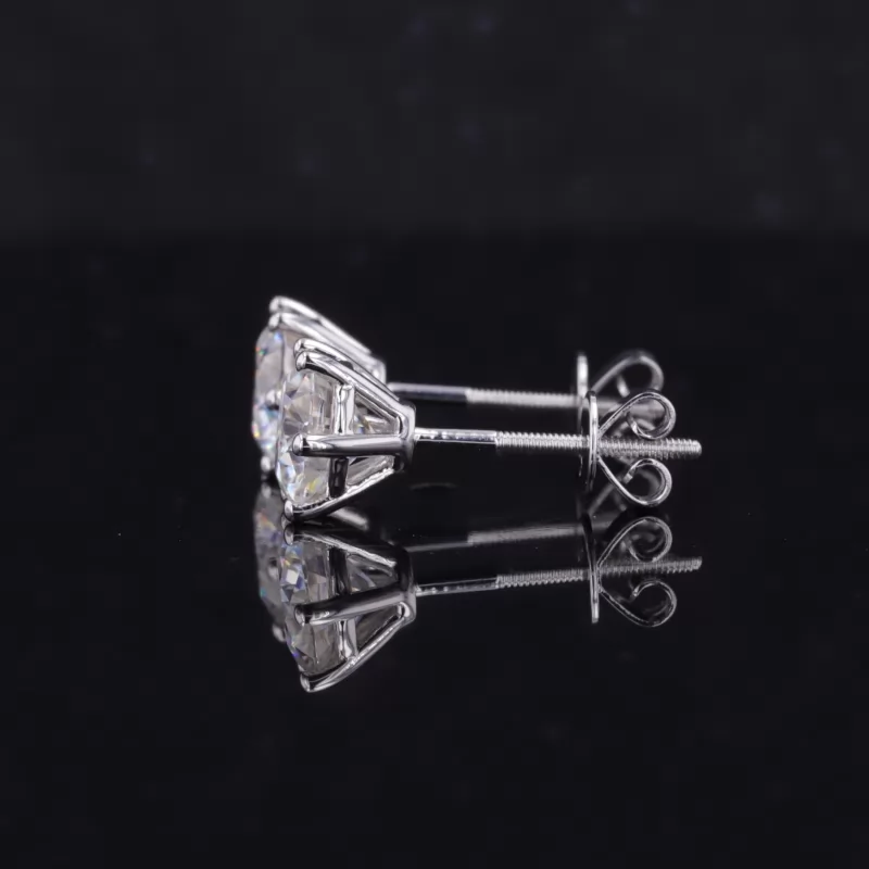 6.5mm Round Brilliant Cut Moissanite 6 Prongs 10K White Gold Diamond Stud Earrings