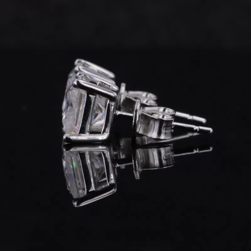 6.5×6.5mm Princess Cut Moissanite S925 Sterling Silver Diamond Stud Earrings