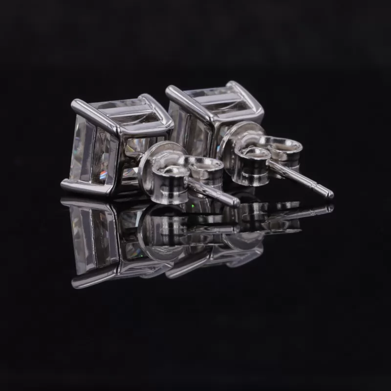6.5×6.5mm Princess Cut Moissanite S925 Sterling Silver Diamond Stud Earrings