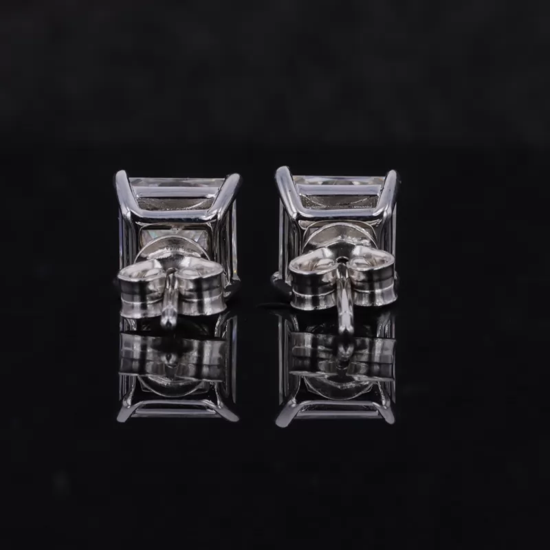 6.5×6.5mm Princess Cut Moissanite S925 Sterling Silver Diamond Stud Earrings