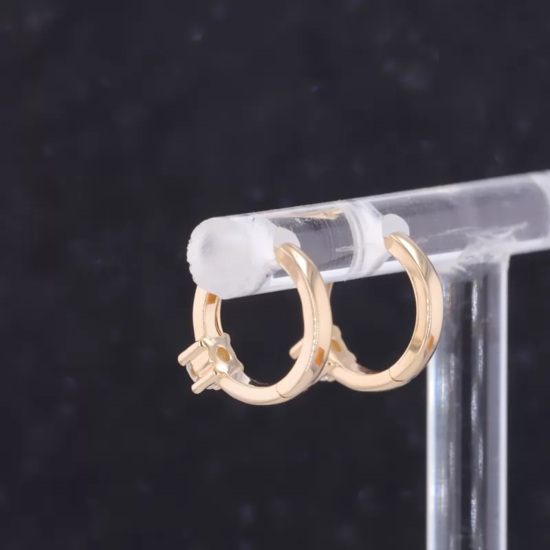 2.5mm Round Brilliant Cut Moissanite 14K Gold Diamond Earrings