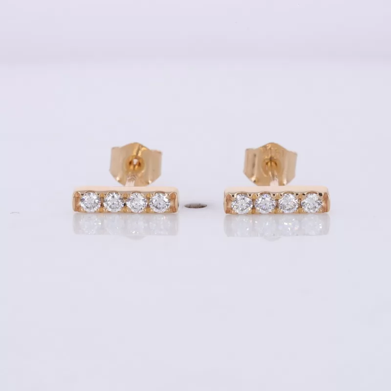 1.8mm Round Brilliant Cut Moissanite 14K Yellow Gold Diamond Stud Earrings