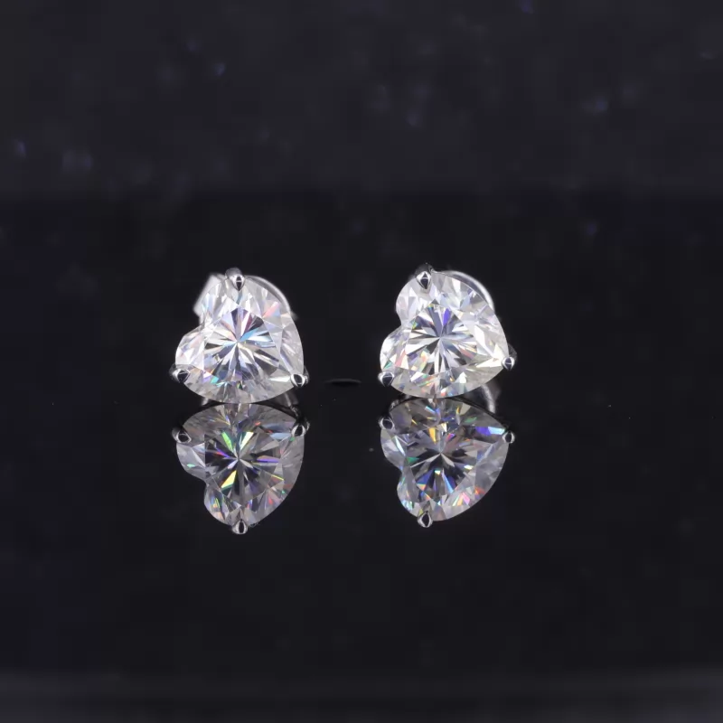 6.5mm Heart Cut Moissanite S925 Sterling Silver Diamond Stud Earrings