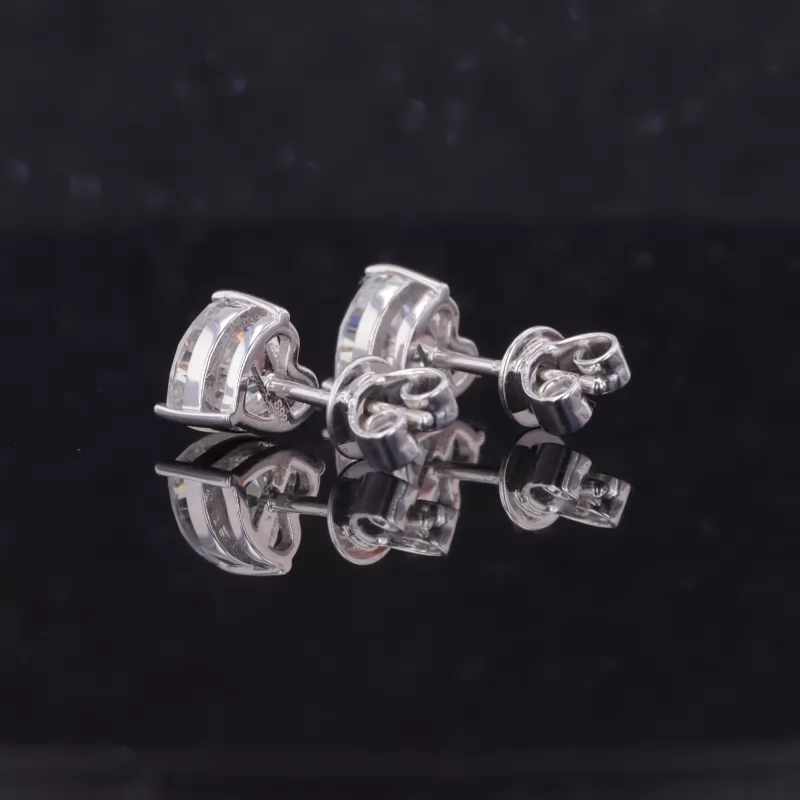 6.5mm Heart Cut Moissanite S925 Sterling Silver Diamond Stud Earrings