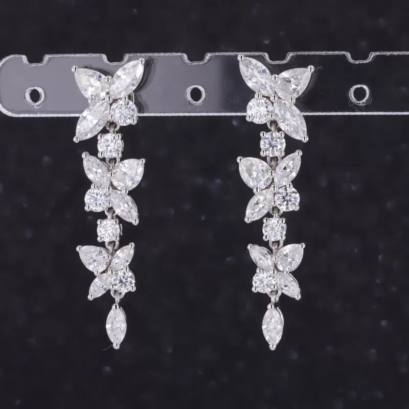 3.5×5mm Marquise Cut Moissanite 14K White Gold Diamond Earrings