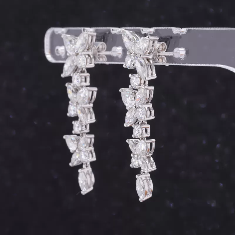 3.5×5mm Marquise Cut Moissanite 14K White Gold Diamond Earrings