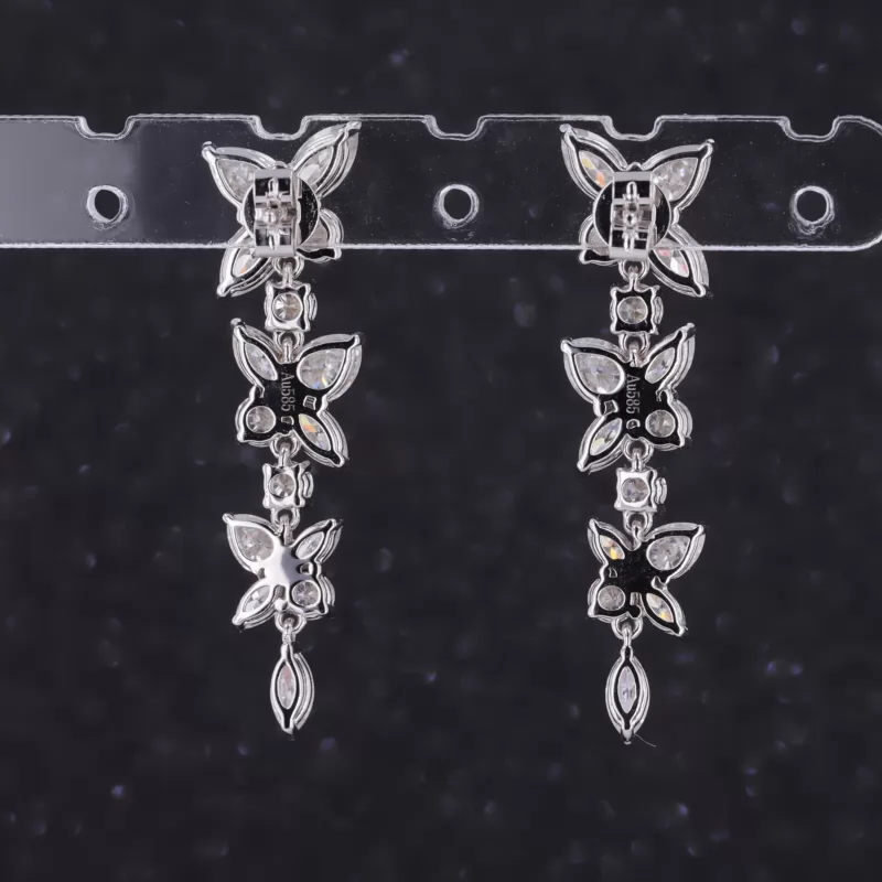 3.5×5mm Marquise Cut Moissanite 14K White Gold Diamond Earrings