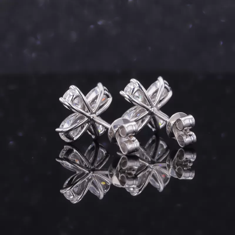 3×5mm Pear Cut Moissanite 14K White Gold Diamond Stud Earrings