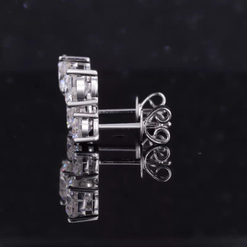 6.5mm Round Brilliant Cut Moissanite S925 Sterling Silver Diamond Stud Earrings