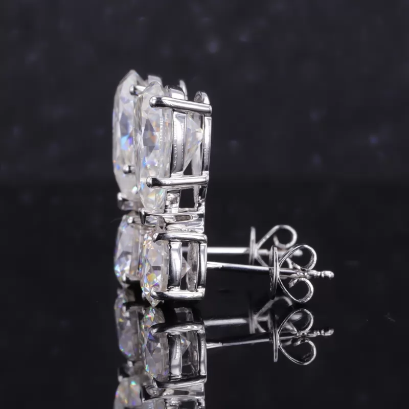 7×11mm Pear Cut Moissanite 10K Gold Diamond Stud Earrings