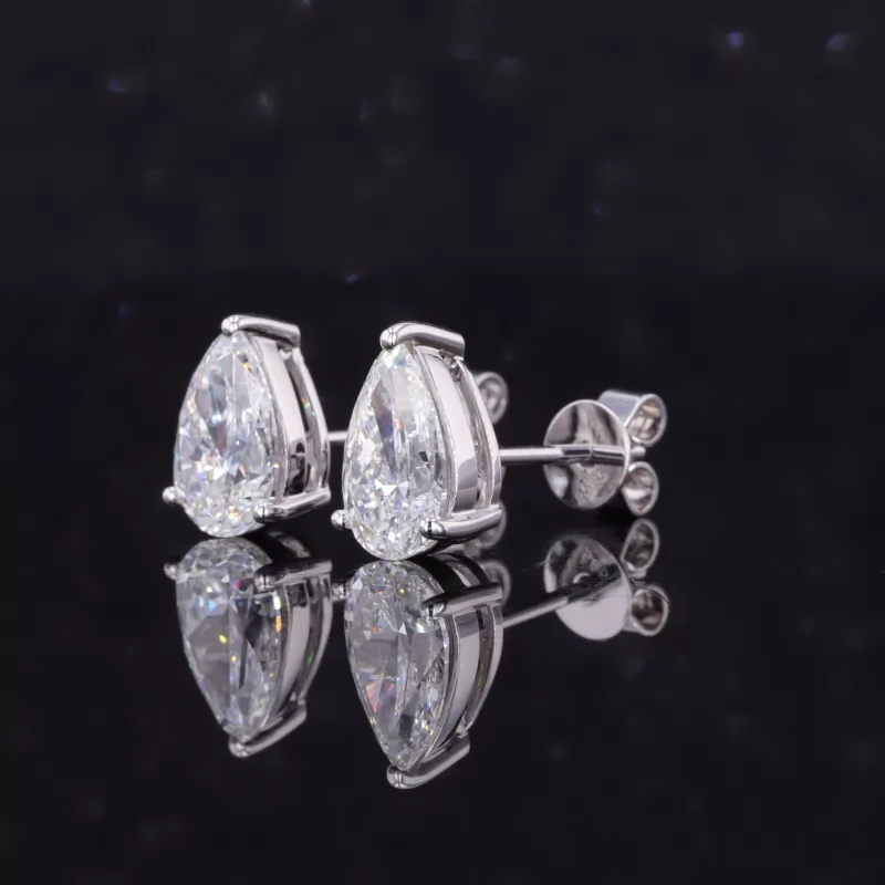 5.6×8.6mm Pear Cut Lab Grown Diamond 14K White Gold Diamond Stud Earrings