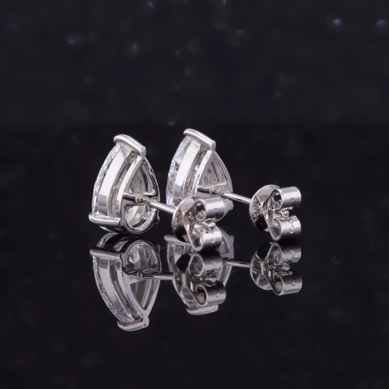 5.6×8.6mm Pear Cut Moissanite 14K White Gold Diamond Stud Earrings