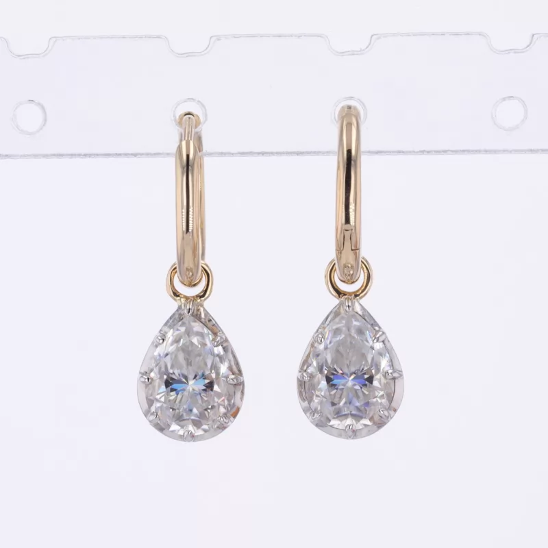 5.5×7.5mm Pear Cut Moissanite 14K Gold Diamond Earrings