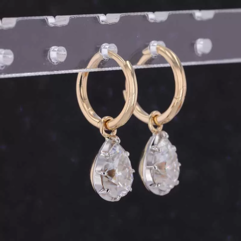 5.5×7.5mm Pear Cut Moissanite 14K Gold Diamond Earrings