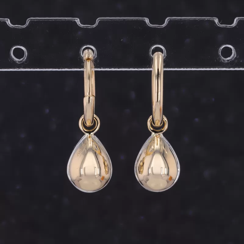 5.5×7.5mm Pear Cut Moissanite 14K Gold Diamond Earrings