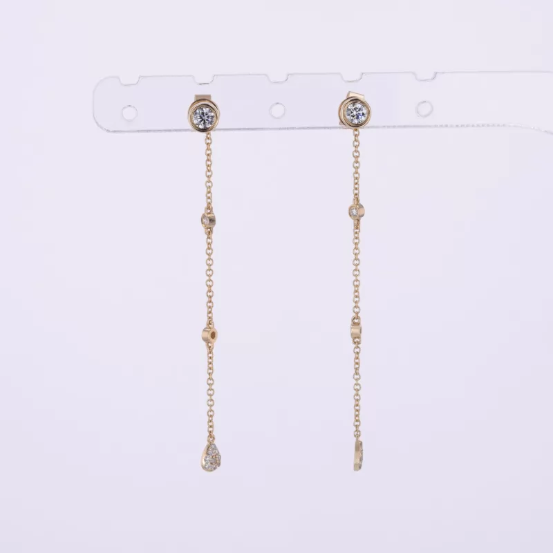 3mm Round Brilliant Cut Moissanite 14K Gold Diamond Earrings