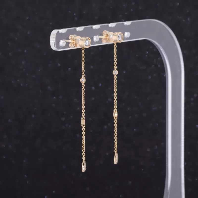 3mm Round Brilliant Cut Moissanite 14K Gold Diamond Earrings