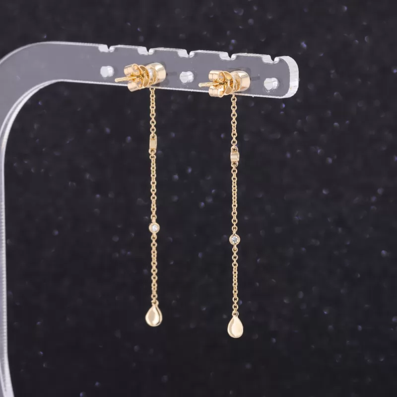 3mm Round Brilliant Cut Moissanite 14K Gold Diamond Earrings