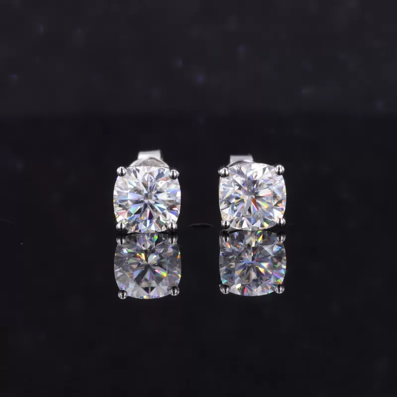 6×6mm Cushion Cut Moissanite S925 Sterling Silver Diamond Stud Earrings