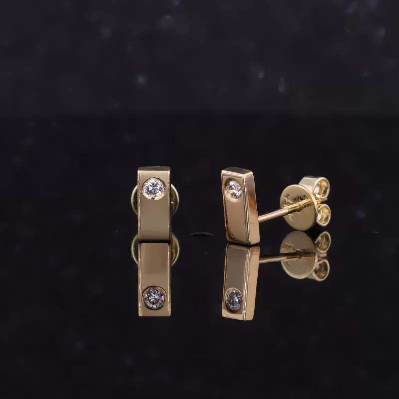 1.9mm Round Brilliant Cut Moissanite 10K Gold Diamond Stud Earrings
