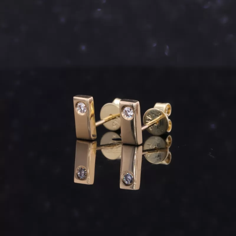 1.9mm Round Brilliant Cut Moissanite 10K Yellow Gold Diamond Stud Earrings