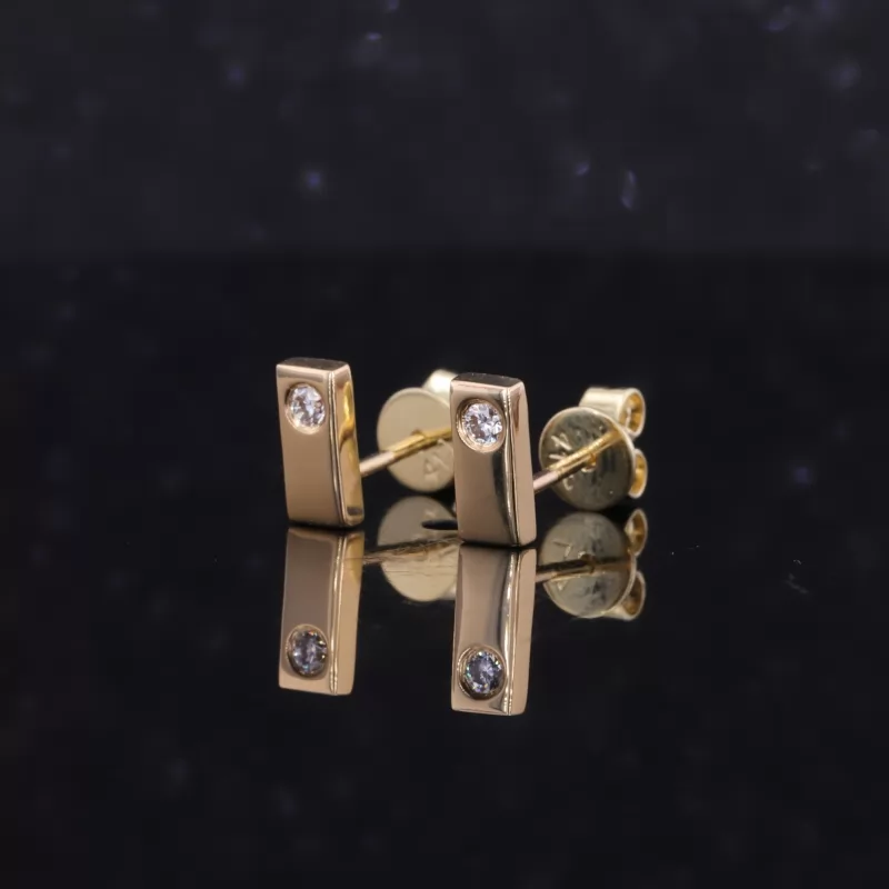 1.9mm Round Brilliant Cut Moissanite 10K Gold Diamond Stud Earrings