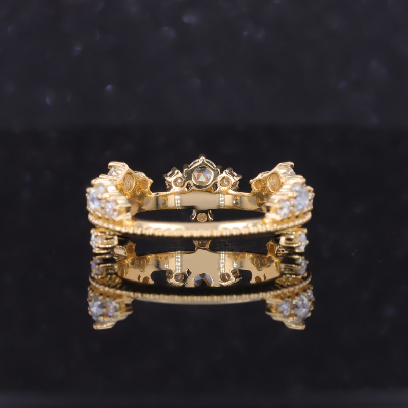 3mm Round Shape Single Rose Cut Moissanite 14K Yellow Gold Vintage Engagement Ring