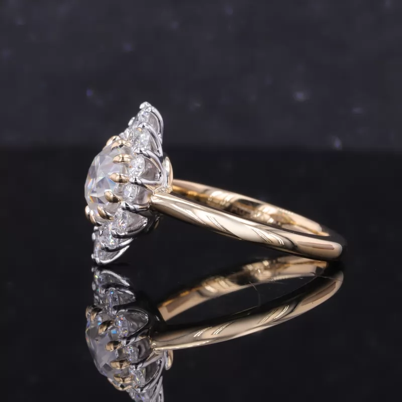 7mm Old European Cut Moissanite 14K Yellow Gold Vintage Engagement Ring
