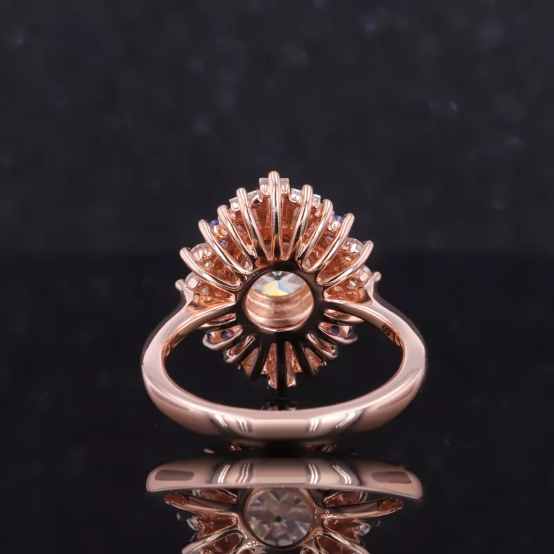 6.5mm Old European Cut Moissanite 10K Rose Gold Vintage Engagement Ring