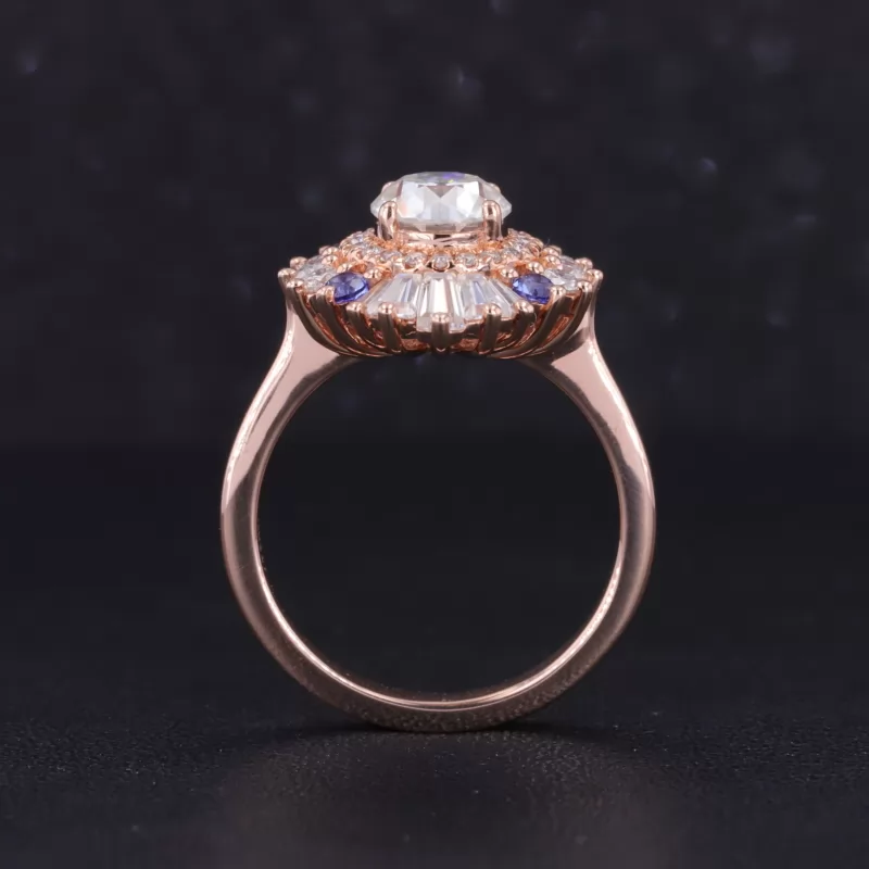 6.5mm Old European Cut Moissanite 10K Rose Gold Vintage Engagement Ring