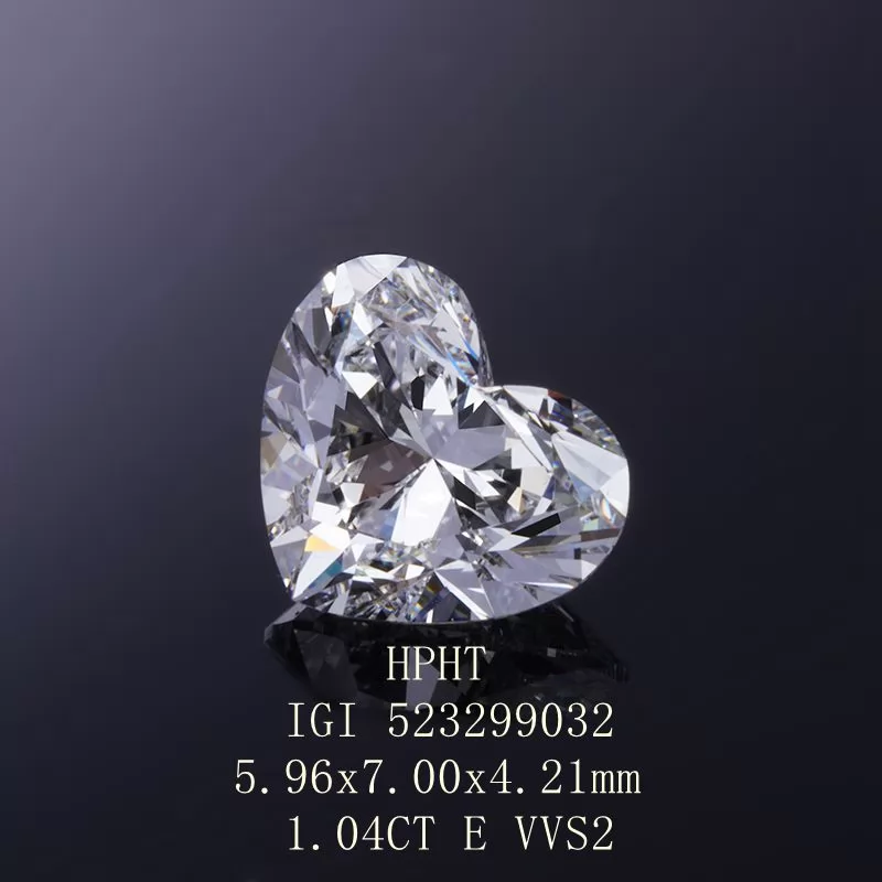 Starsgem 1.04ct E VVS2 Heart Cut IGI HPHT Lab Grown Diamond