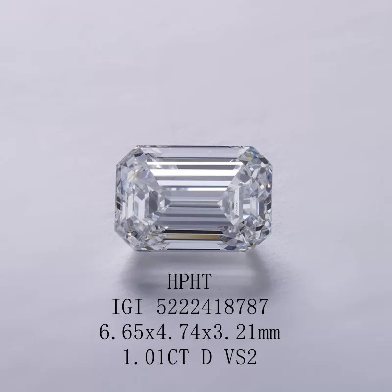 1.01CT D VS2 IGI Octagon Emerald Cut HPHT Lab Grown Diamond