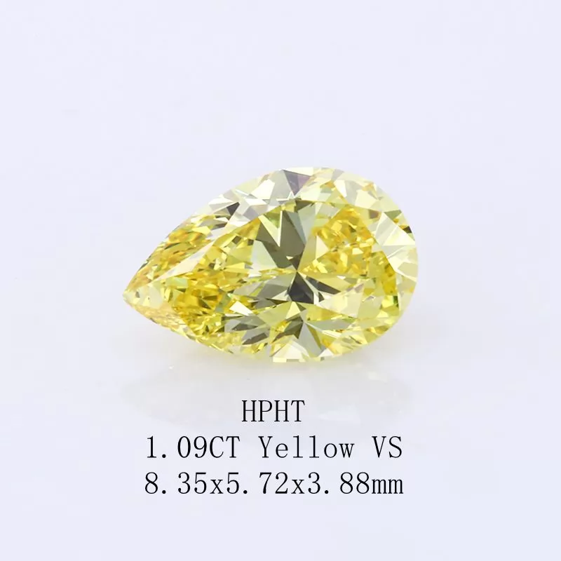 Yellow Color Pear Cut Lab Grown Diamond
