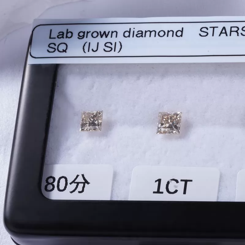 IJ Champagne Color 0.8ct 1ct 1.1ct Princess Cut CVD Lab Grown Diamond