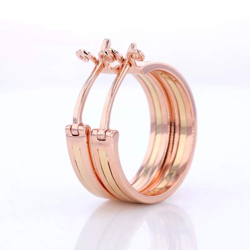 14K Rose Gold Hinged Earwire Back Huggie Hoop Earrings