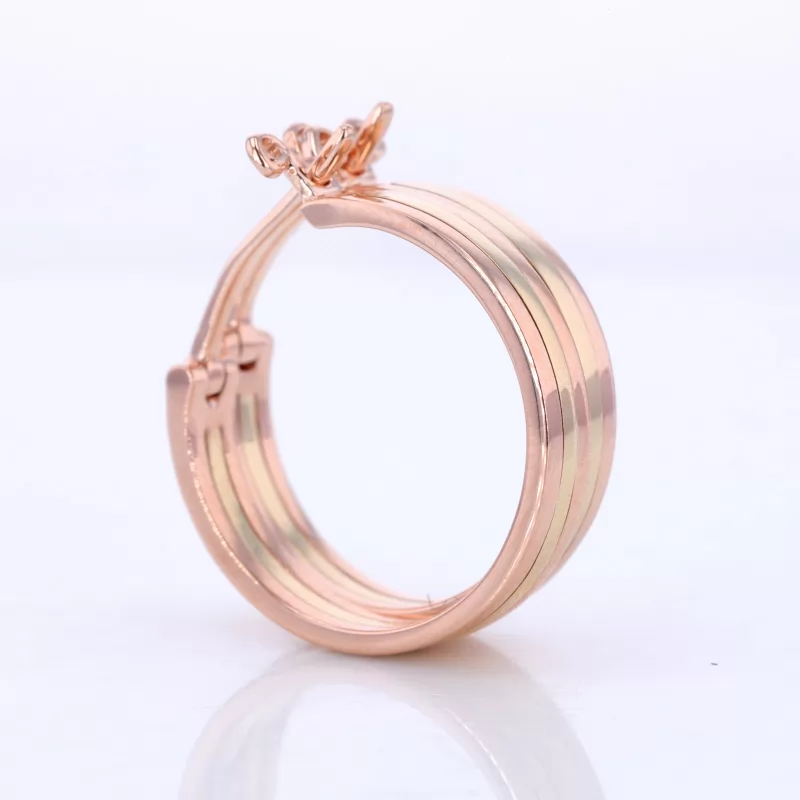 14K Rose Gold Hinged Earwire Back Huggie Hoop Earrings