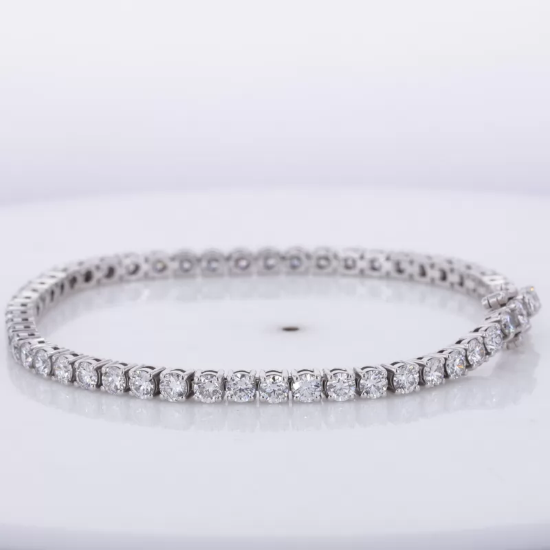 2.8mm Round Brilliant Cut Lab Grown Diamond 14K White Gold Tennis Bracelet