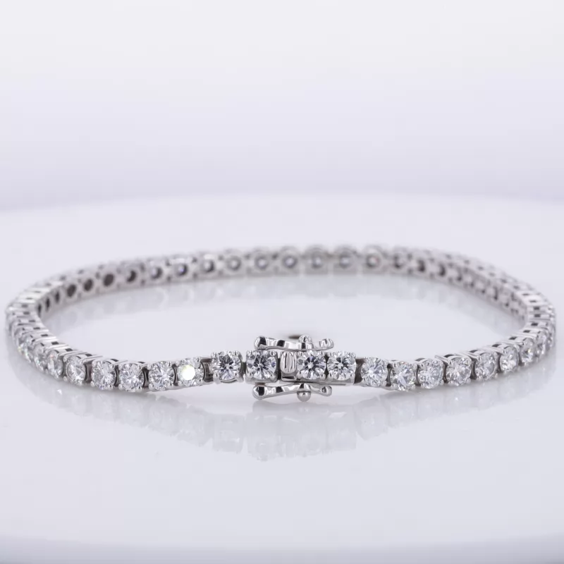 2.8mm Round Brilliant Cut Lab Grown Diamond 14K White Gold Tennis Bracelet