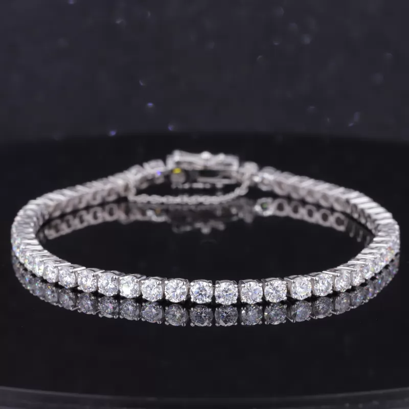 3mm Round Brilliant Cut Moissanite 14K White Gold Tennis Bracelet