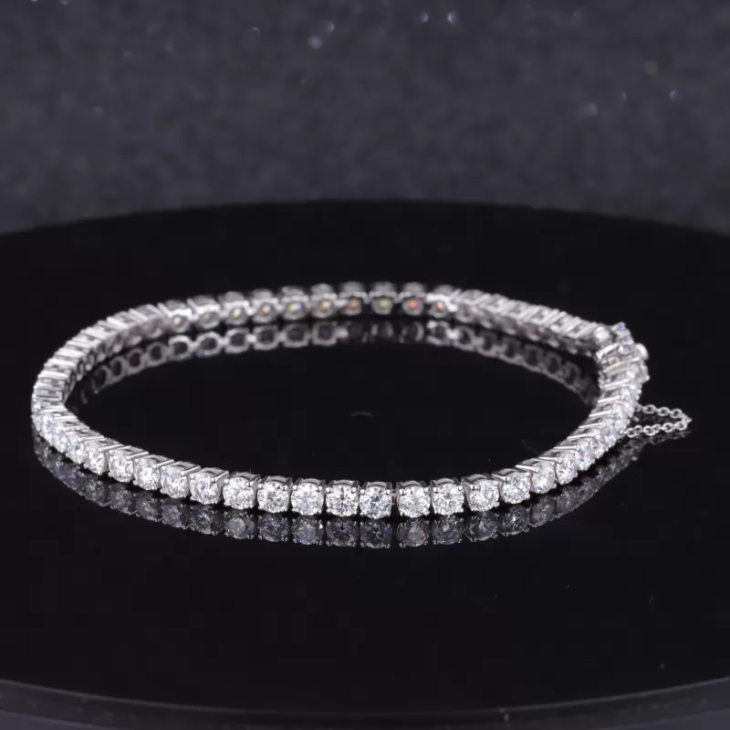 3mm Round Brilliant Cut Moissanite 14K White Gold Tennis Bracelet