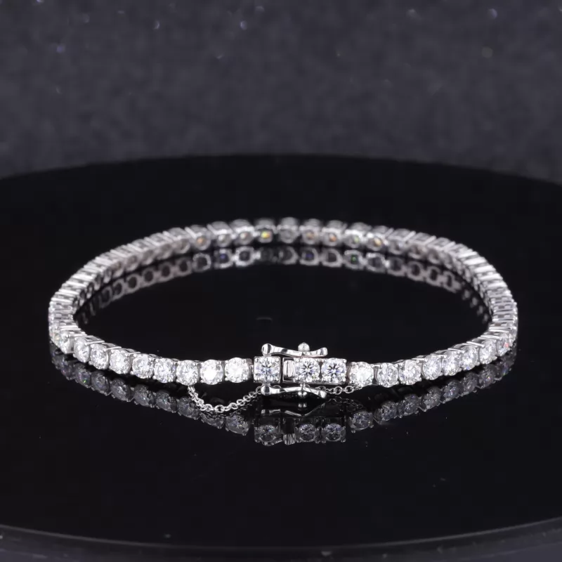 3mm Round Brilliant Cut Moissanite 14K White Gold Tennis Bracelet