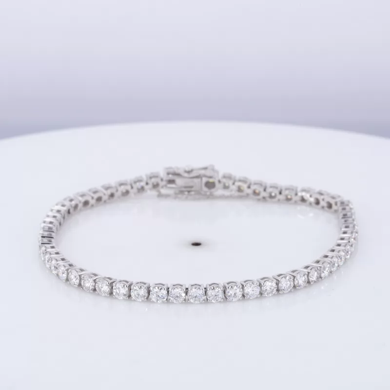 3mm Round Brilliant Cut Moissanite 14K White Gold Tennis Bracelet