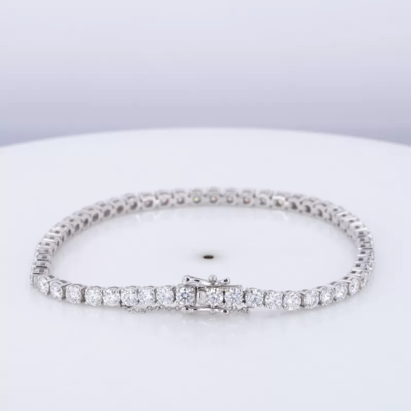 3mm Round Brilliant Cut Moissanite 14K White Gold Tennis Bracelet