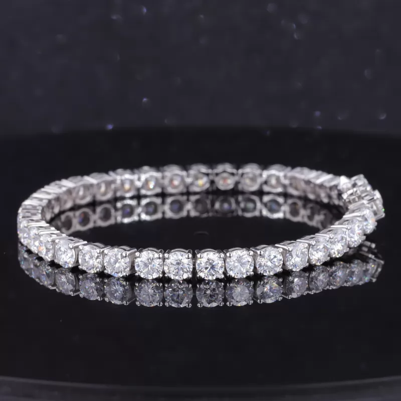 4.5mm Round Brilliant Cut Moissanite 14K White Gold Tennis Bracelet