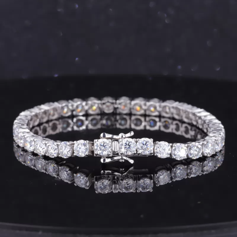 4.5mm Round Brilliant Cut Moissanite 14K White Gold Tennis Bracelet