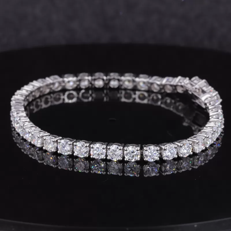 4mm Round Brilliant Cut Lab Grown Diamond Lab Grown Diamond 14K White Gold Tennis Bracelet